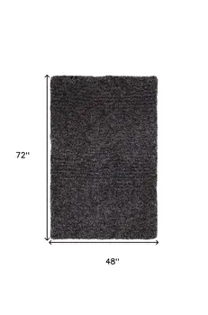 4' X 6' Black Shag Hand Tufted Area Rug