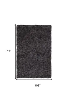 9' X 12' Black Shag Hand Tufted Area Rug