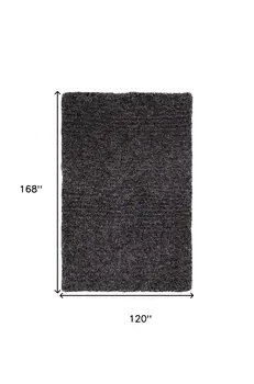 10' X 14' Black Shag Hand Tufted Area Rug