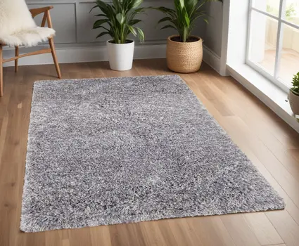 4' X 6' Gray Shag Hand Tufted Area Rug