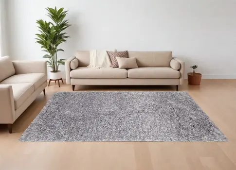 8' X 10' Gray Shag Hand Tufted Area Rug