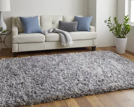 8' X 10' Gray Shag Hand Tufted Area Rug