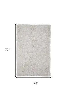 4' X 6' Ivory Shag Hand Tufted Area Rug