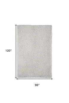 8' X 10' Ivory Shag Hand Tufted Area Rug