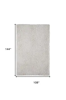 9' X 12' Ivory Shag Hand Tufted Area Rug