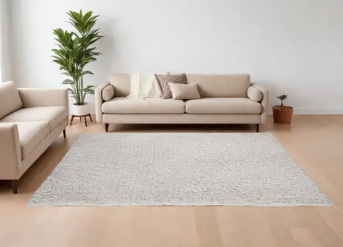 10' X 14' Ivory Shag Hand Tufted Area Rug