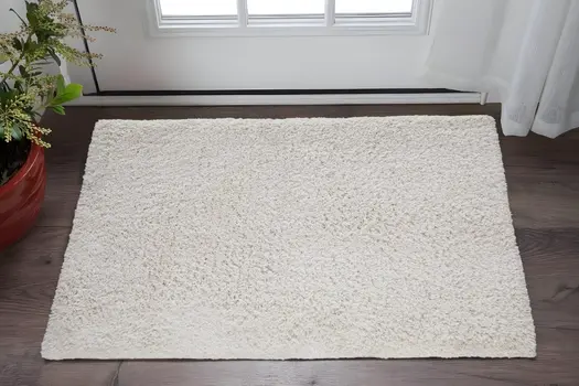 2' X 3' Ivory Shag Hand Tufted Area Rug