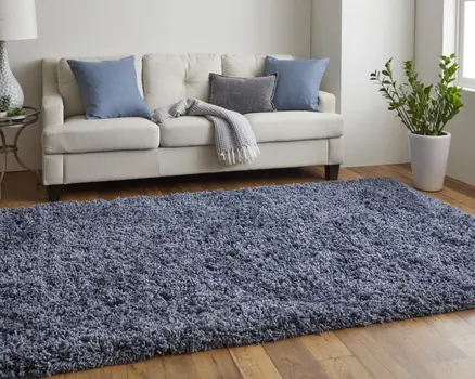 9' X 12' Blue Shag Hand Tufted Area Rug