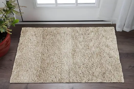 2' X 3' Gray Shag Hand Tufted Area Rug