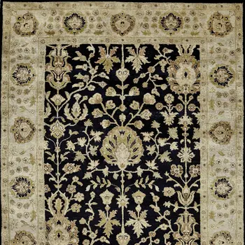 8' X 10' Black Wool Oriental Hand Knotted Area Rug