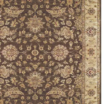 6' X 9' Gold Brown and Tan Wool Oriental Hand Knotted Area Rug