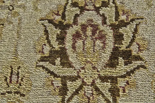 6' X 9' Gold Brown and Tan Wool Oriental Hand Knotted Area Rug