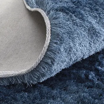 4' X 6' Blue Shag Hand Tufted Area Rug