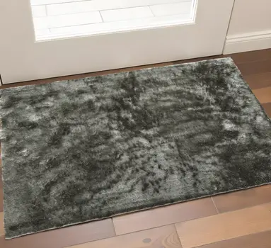 2' X 3' Green Shag Hand Tufted Area Rug