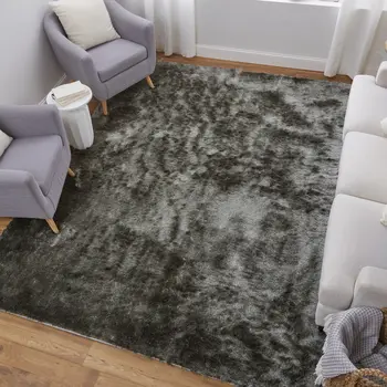 4' X 6' Green Shag Hand Tufted Area Rug