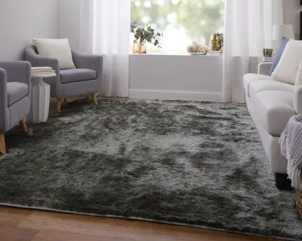 4' X 6' Green Shag Hand Tufted Area Rug