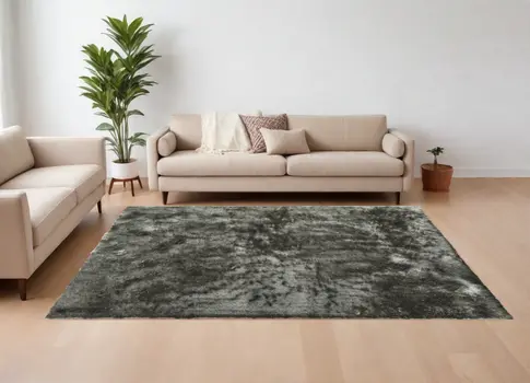 8' X 10' Green Shag Hand Tufted Area Rug