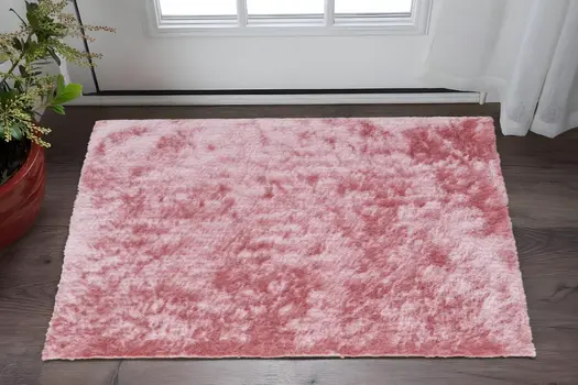 2' X 3' Pink Shag Hand Tufted Area Rug