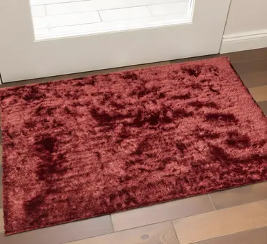 2' X 3' Red Shag Hand Tufted Area Rug