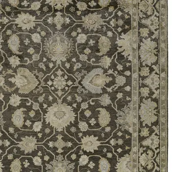 8' X 10' Taupe and Gray Wool Floral Hand Knotted Area Rug