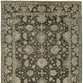 8' X 10' Taupe and Gray Wool Floral Hand Knotted Area Rug