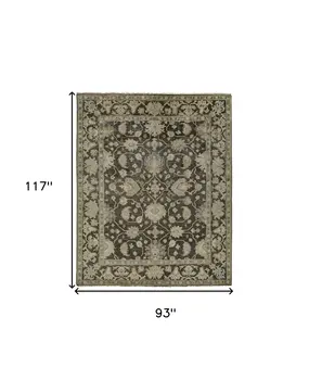 8' X 10' Taupe and Gray Wool Floral Hand Knotted Area Rug