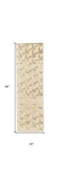 8' Tan and Gray Geometric Power Loom Runner Rug