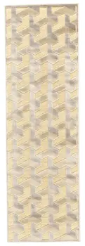 8' Tan and Gray Geometric Power Loom Runner Rug