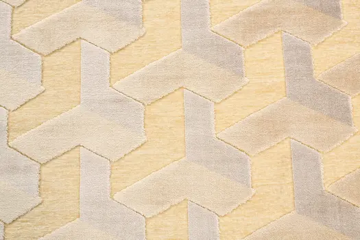8' Tan and Gray Geometric Power Loom Runner Rug