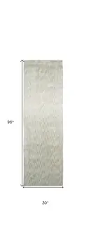8' Ivory and Silver Chevron Hand Woven Runner Rug