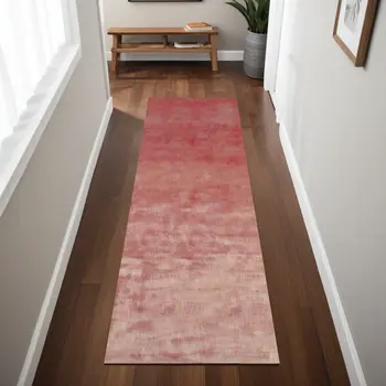 8' Red Chevron Hand Woven Runner Rug