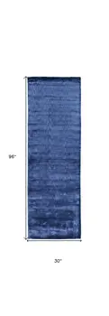 8' Blue Chevron Hand Woven Runner Rug