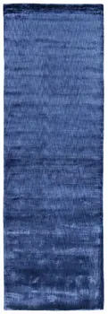 8' Blue Chevron Hand Woven Runner Rug