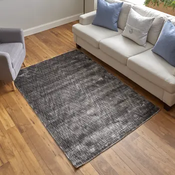 6' X 9' Gray Chevron Hand Woven Area Rug