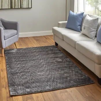 6' X 9' Gray Chevron Hand Woven Area Rug