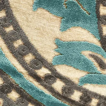 8' Tan Blue and Taupe Paisley Power Loom Runner Rug