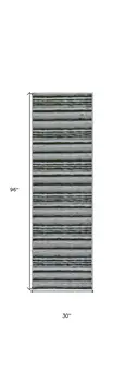 8' Taupe and Gray Striped Power Loom Runner Rug