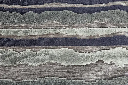 8' Taupe and Gray Striped Power Loom Runner Rug