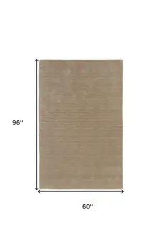 5' X 8' Tan Wool Hand Woven Area Rug