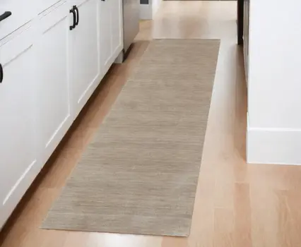 8' Tan Wool Hand Woven Runner Rug