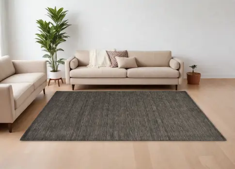 8' X 11' Brown Wool Hand Woven Area Rug