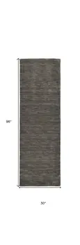 8' Brown Wool Hand Woven Runner Rug