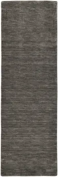 8' Brown Wool Hand Woven Runner Rug