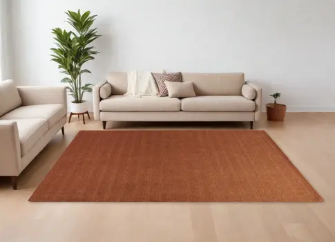 8' X 11' Orange Wool Hand Woven Area Rug