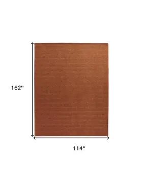 9' X 13' Orange Wool Hand Woven Area Rug