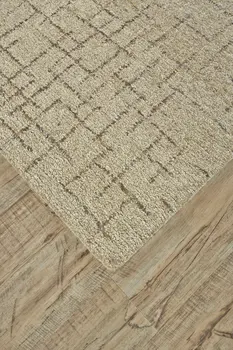 5' X 8' Tan and Gray Wool Geometric Hand Tufted Area Rug