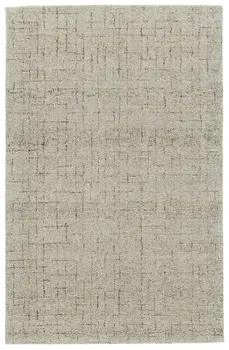 5' X 8' Tan and Gray Wool Geometric Hand Tufted Area Rug