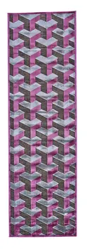 8' Purple Brown and Gray Geometric Power Loom Runner Rug