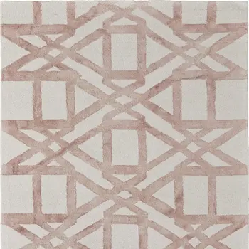 2' X 3' Ivory Pink and Tan Wool Geometric Hand Tufted Area Rug