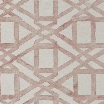 2' X 3' Ivory Pink and Tan Wool Geometric Hand Tufted Area Rug
